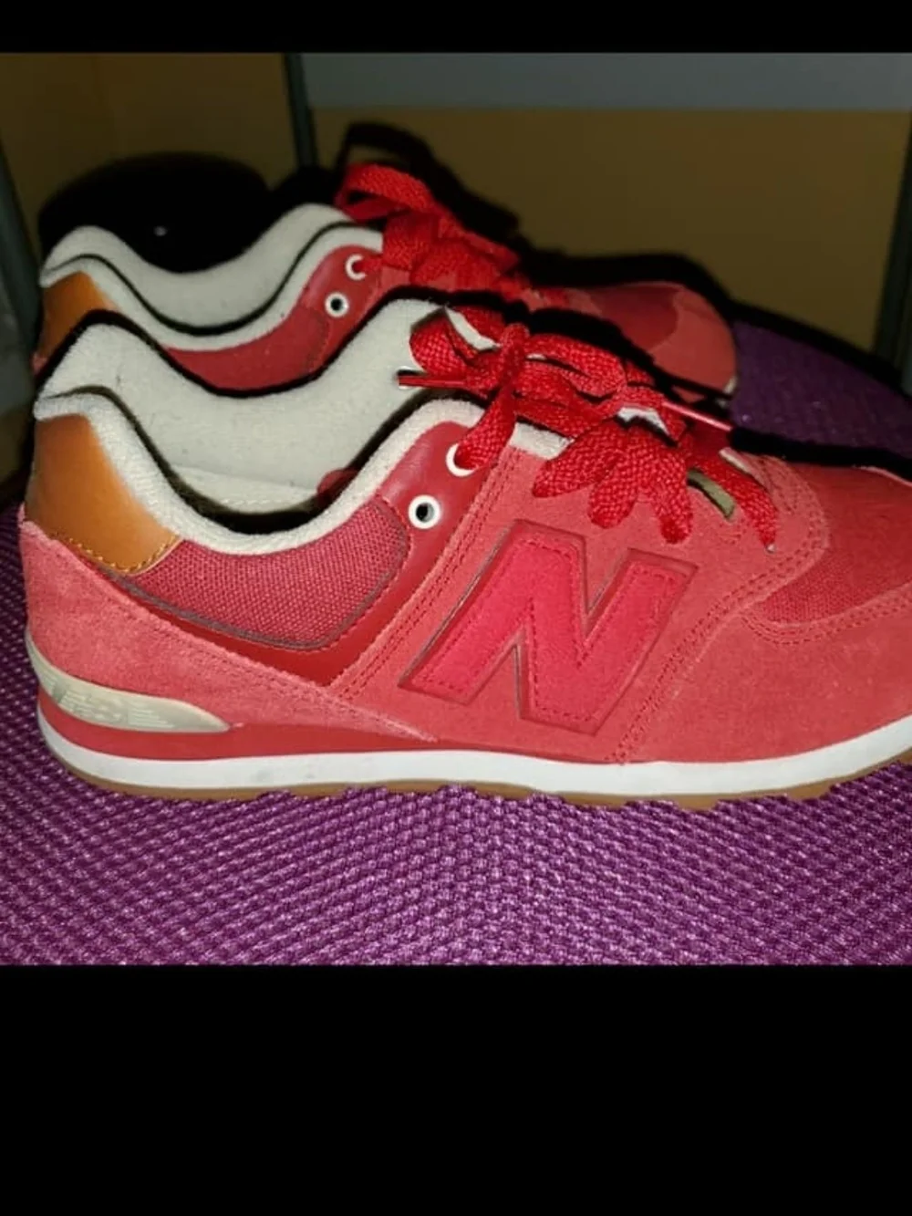 New Balance Kids' Red and Tan Casual Sneakers